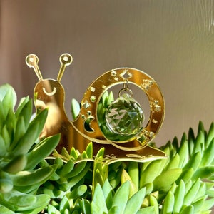 Plant Stake, Plant Sun Catcher, Plant Spike, Garden Decor, Mushroom Snail Frog Decor, Rainbow Maker, Boho Indoor Decor, Christmas Gift 4 Her