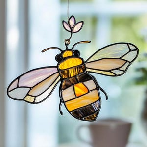 Bumble Bee Stained Glass Pattern, Bees Stained Glass Pattern, Suncatcher Bee, Home Decor Glass, DIY Stained Glass, Wall Art Gift