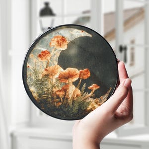 Mushroom Suncatcher, Glass Sun Catcher, Cottage Core Decor, Birthday Gift for Best Friend, Hanging Suncatcher for Window Decor